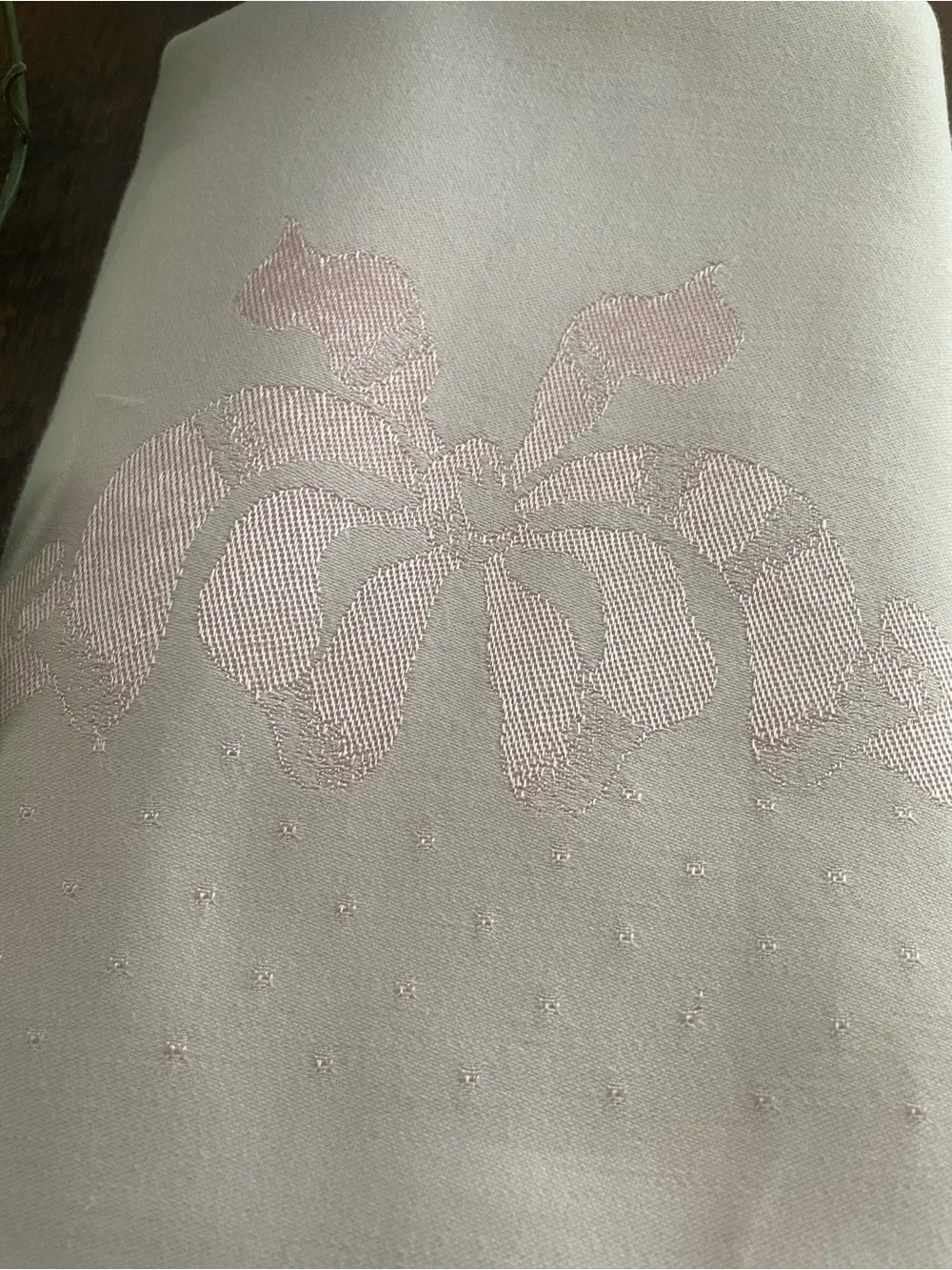 Vintage Pink Bow Damask Rectangle Tablecloth 44x60 Great Condition